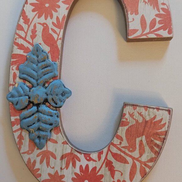 NWT Big Letter 'C' Rustic Alphabet Sign Autumn Shabby Chic Michael's Home Decor - Picture 3 of 10